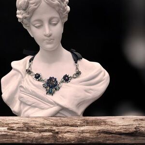 Statement necklace  Blue Flower Runway Necklace